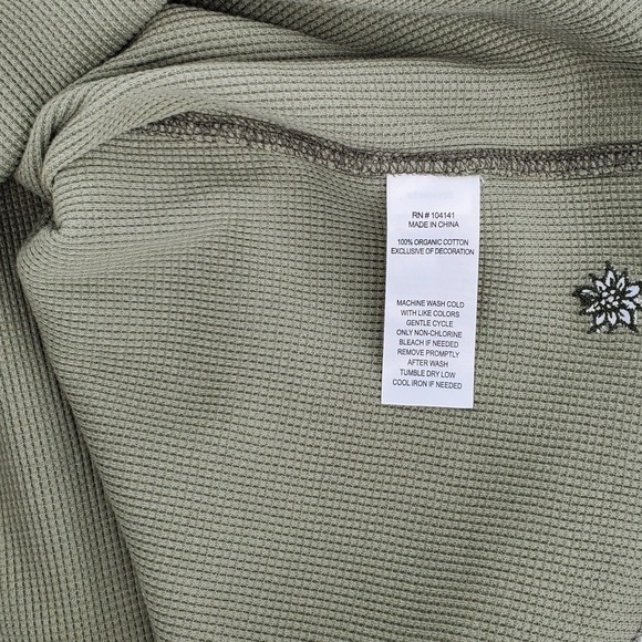 Alpine Design Women L Thermal Long Sleeve Top Olive Green Waffle Knit Organic - Picture 5 of 10